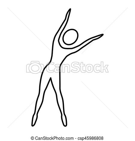 450x470 Silhouette Woman Stretching Side Right. Silhouette Woman Vector