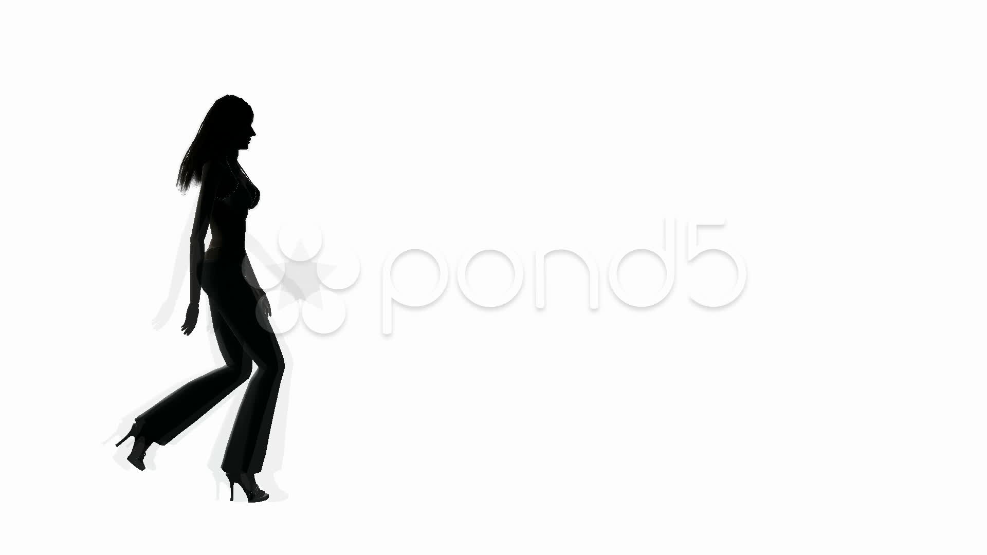 1920x1080 Woman Walking Side View Silhouette ~ Stock Video
