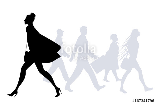 500x334 Fashion Woman Walking In The Street. People Silhouettes Walking