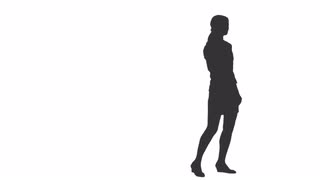 320x180 Silhouette Of A Girl Walking Around And Looking Something. Full Hd