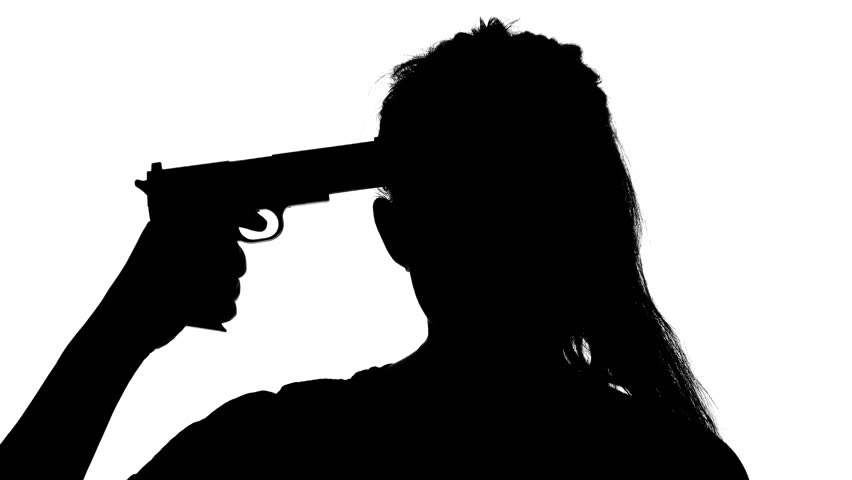 852x480 Woman Pointing A Gun. Silhouette. White Stock Footage Video