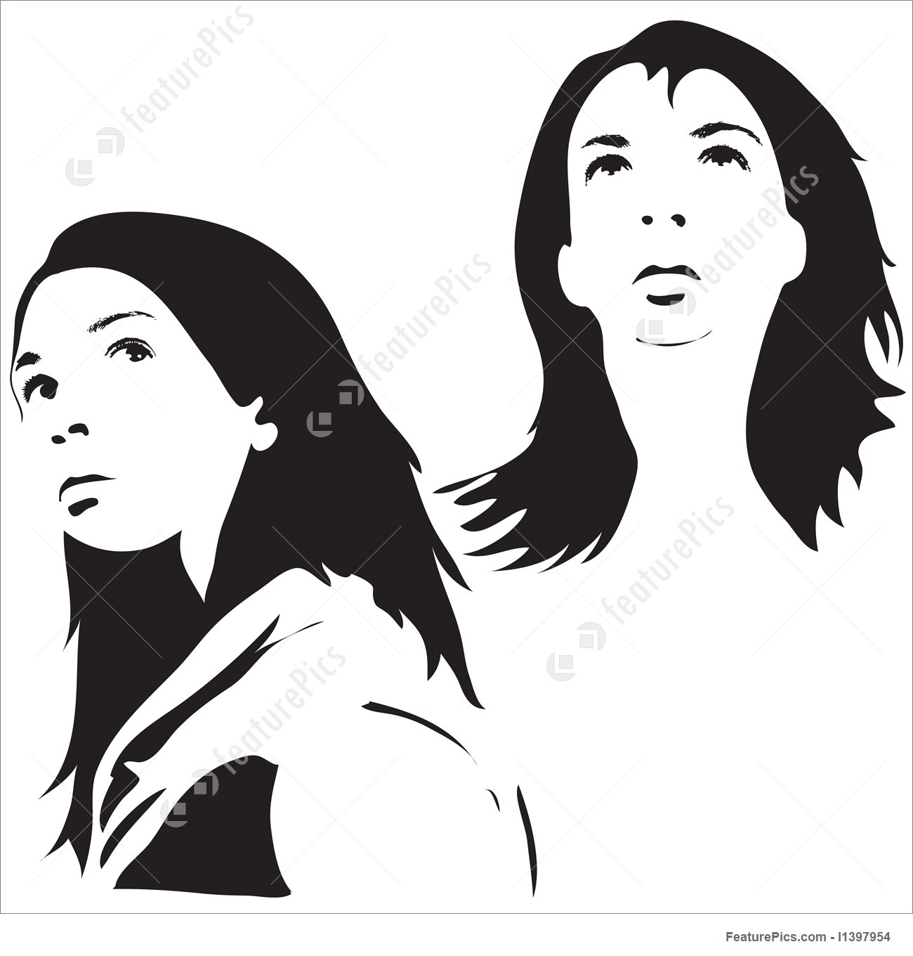 1300x1360 Face Silhouettes Illustration