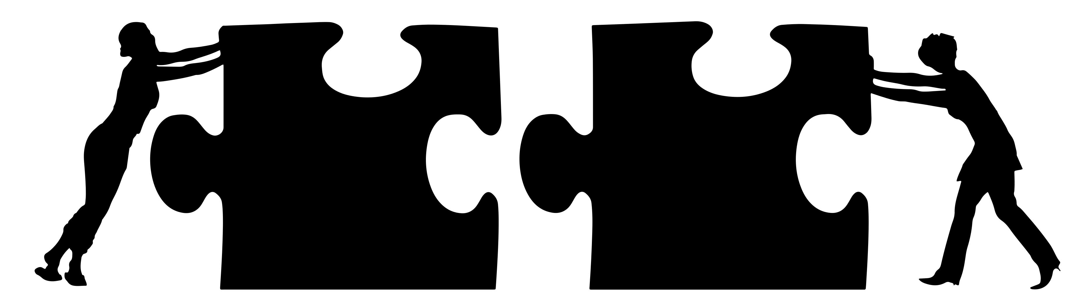 3709x1056 Two Women, Two Puzzle Pieces Silhouette Clipart