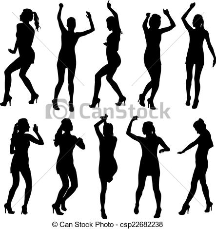 443x470 Beautiful Women Dancing Silhouette Isolated. Vector Vectors