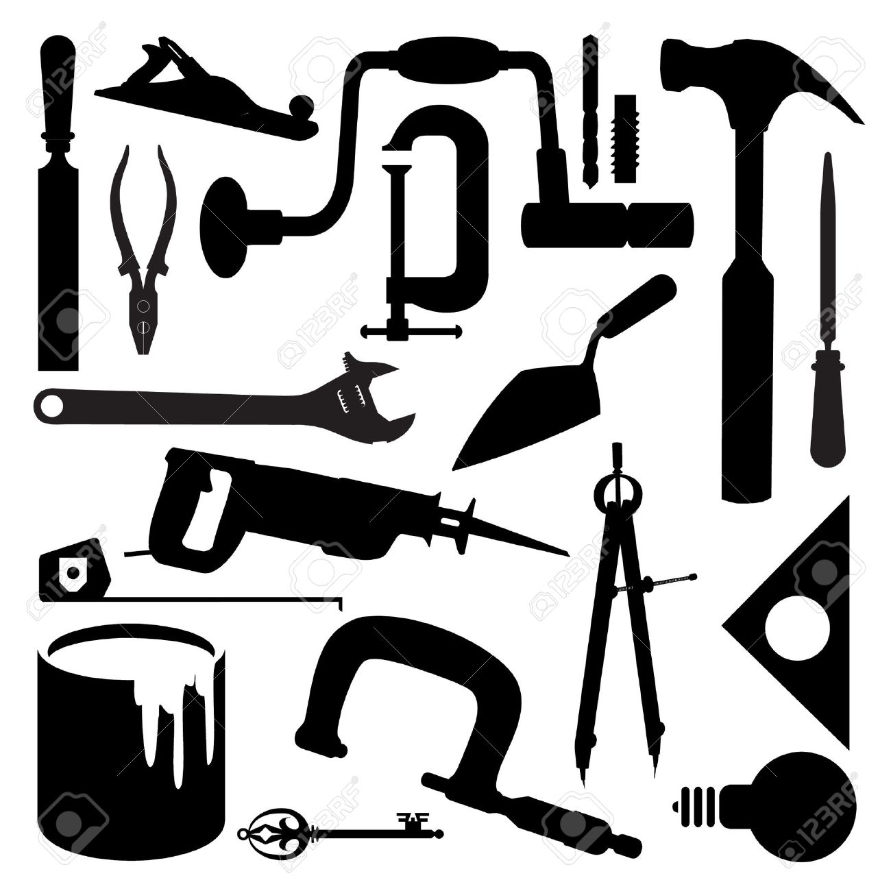 1300x1300 Woodworking Tool Silhouettes
