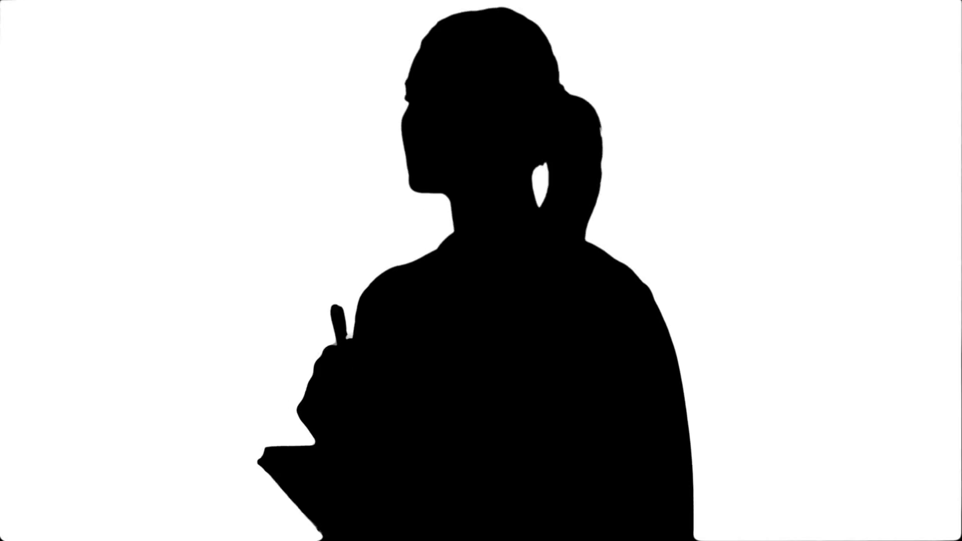 1920x1080 Silhouette Young Business Woman Inventing Ideas, Writing The, Down