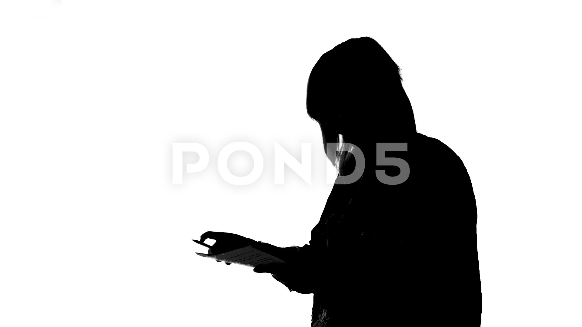 1920x1080 Silhouette Of Writing Woman With Sheets ~ Hi Res