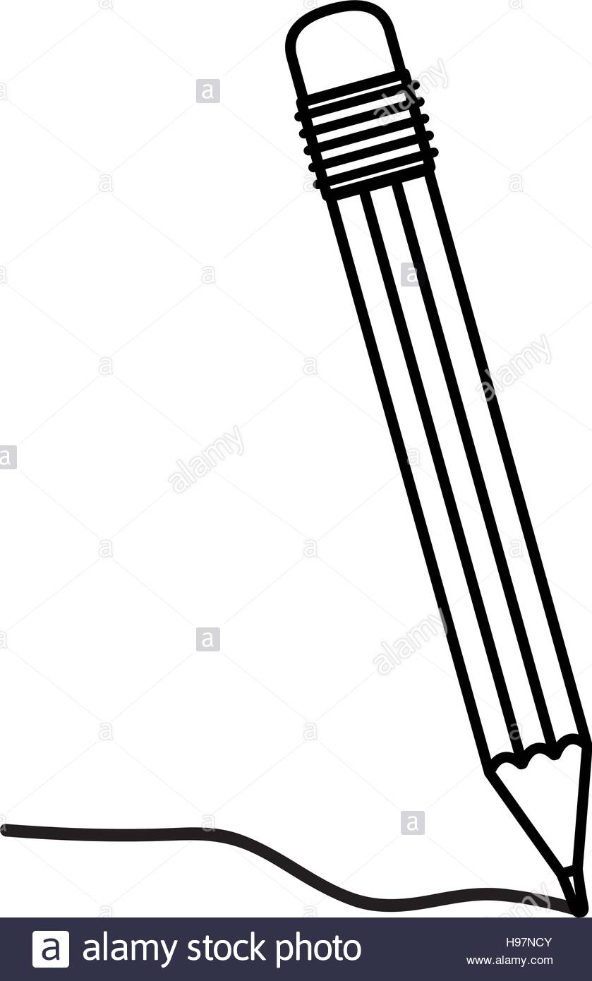 839x1390 Black Silhouette Pencil With Eraser And Writing Stock Vector Art