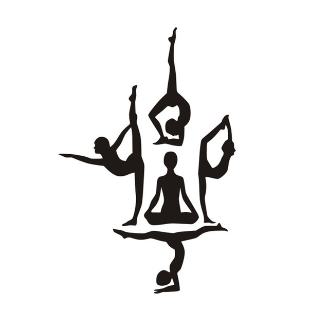 640x640 Yoga Poses Silhouette Vinyl Wall Stickers Sport And Health Theme