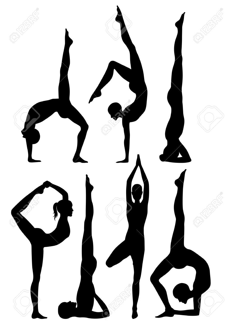 899x1300 Yoga Poses Silhouettes Royalty Free Cliparts, Vectors, And Stock