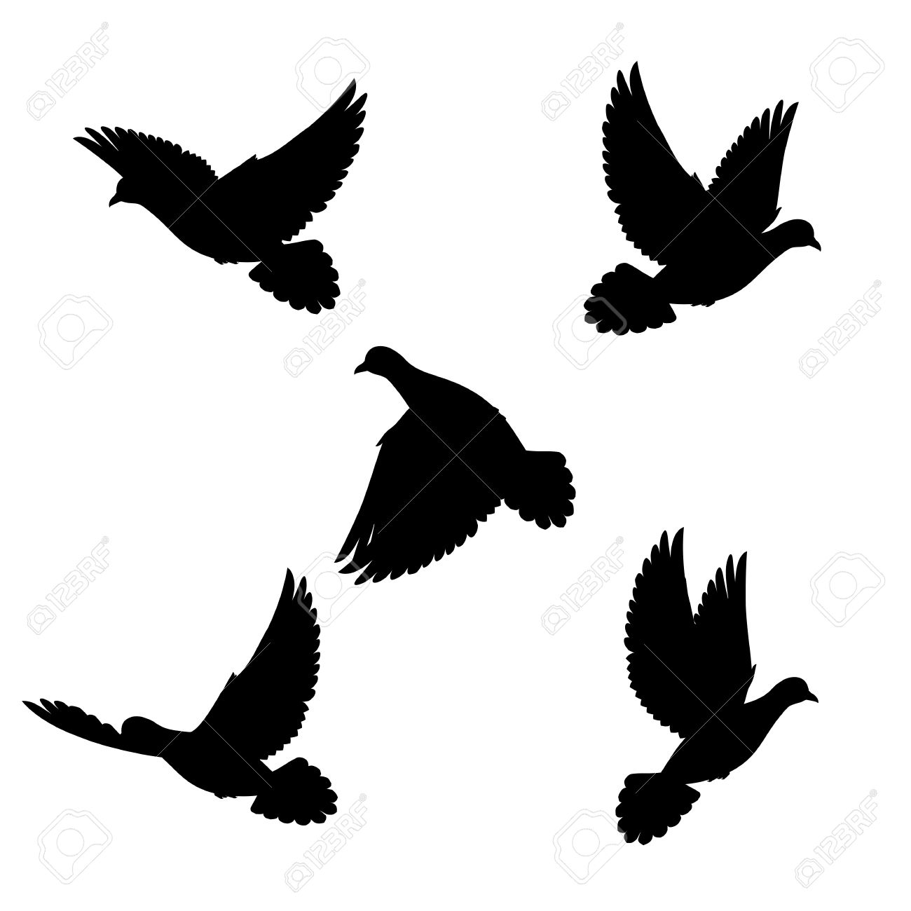 1300x1300 Drawn Dove Flight Silhouette