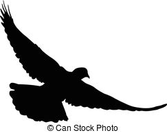 243x194 One Simple Black Front Dove Pigeon Silhouette. One Single