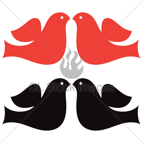 500x500 Valentine Doves Silhouette Set Isolated On White Gl Stock Images