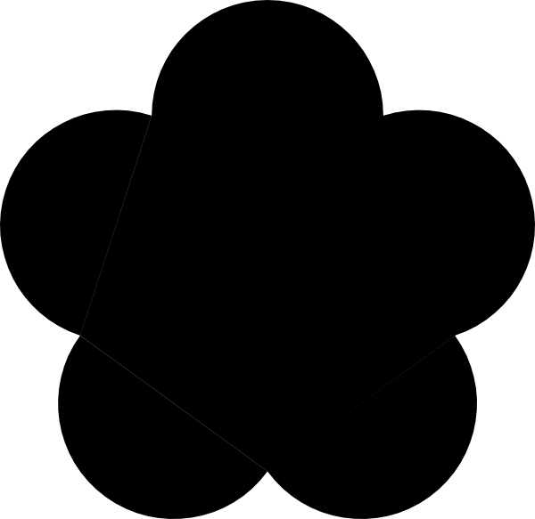 600x583 Big Black Five Petal Flower Clip Art