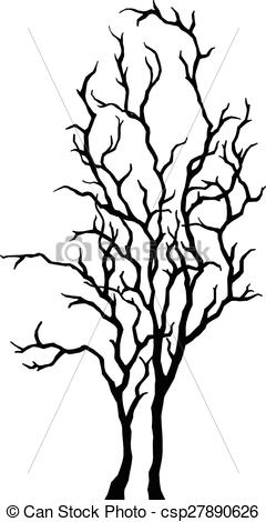 240x470 Tree Silhouette. Abstract Decorative Black Simple Tree, Vector