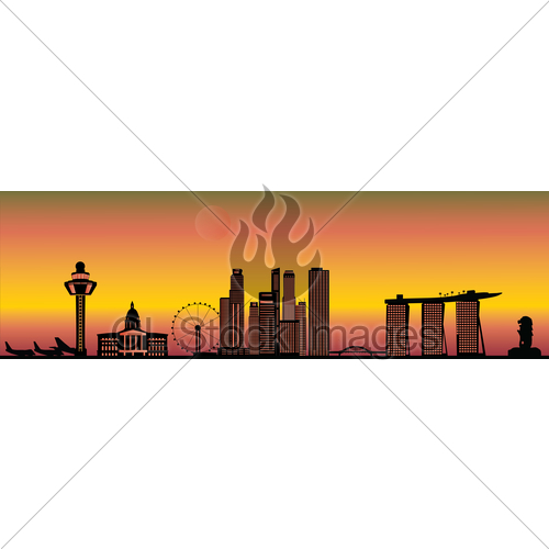 500x500 Singapore Evening Skyline Gl Stock Images
