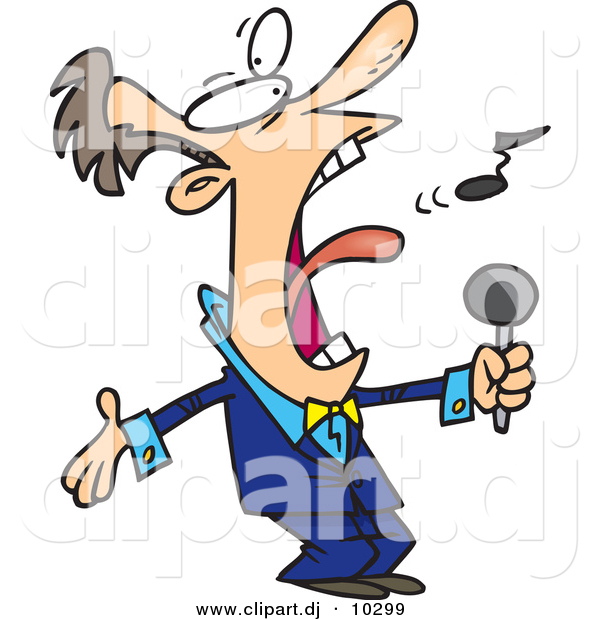 600x620 Vector Clipart Of A Cartoon Man Singing Anthem By Toonaday