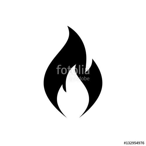 500x500 Fire Flame Icon. Black Icon Isolated On White Background. Fire
