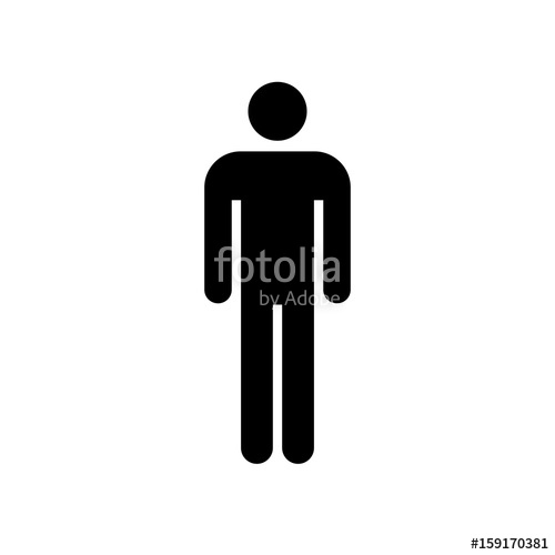 500x500 Man Icon. Black Icon Isolated On White Background. Man Simple