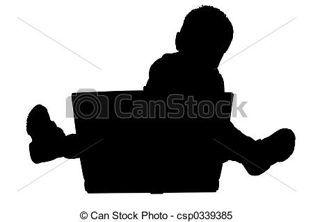 450x320 Silhouette Child. Silhouette Over White. Toddler Boy Sitting