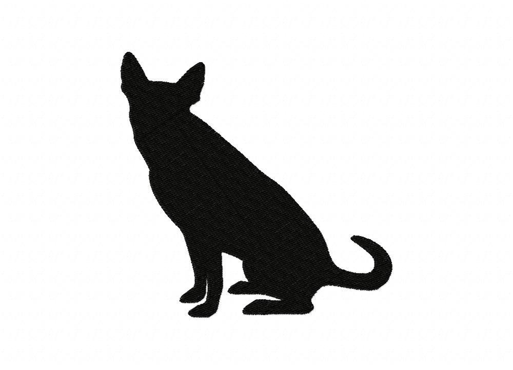 1000x721 Sitting Dog Silhouette Machine Embroidery Design