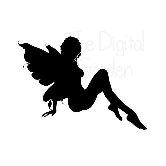 570x570 Fairy Stamp Digital Stamp Silhouette