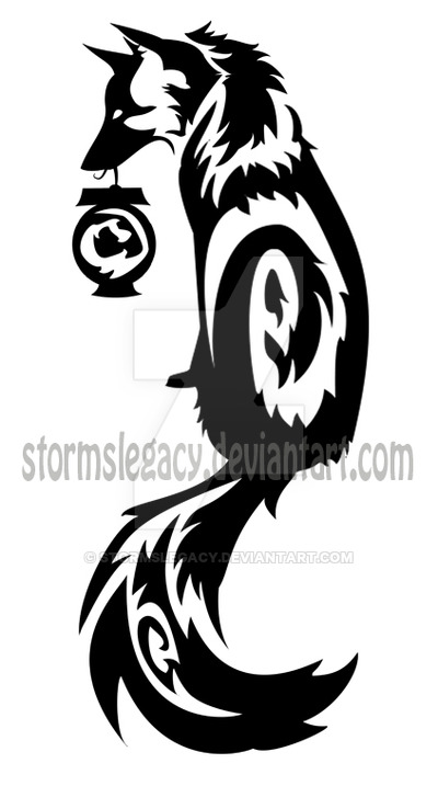 400x717 Tribal Kitsune Fox With Spirit Lantern By Stormslegacy