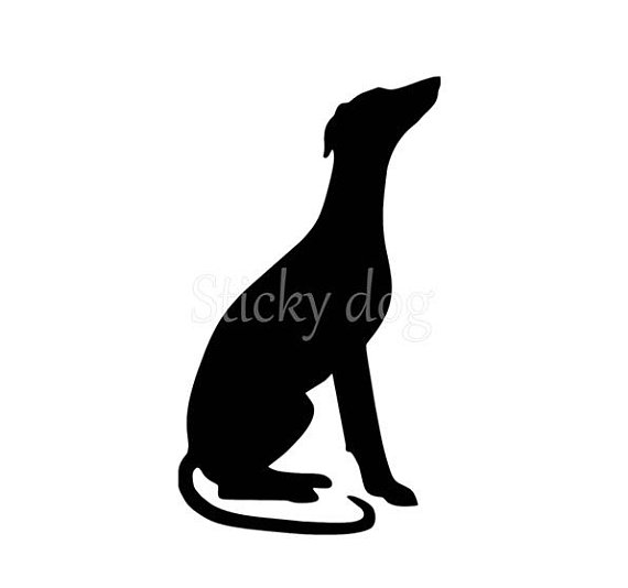 570x534 Whippet Sitting Silhouette Sticker