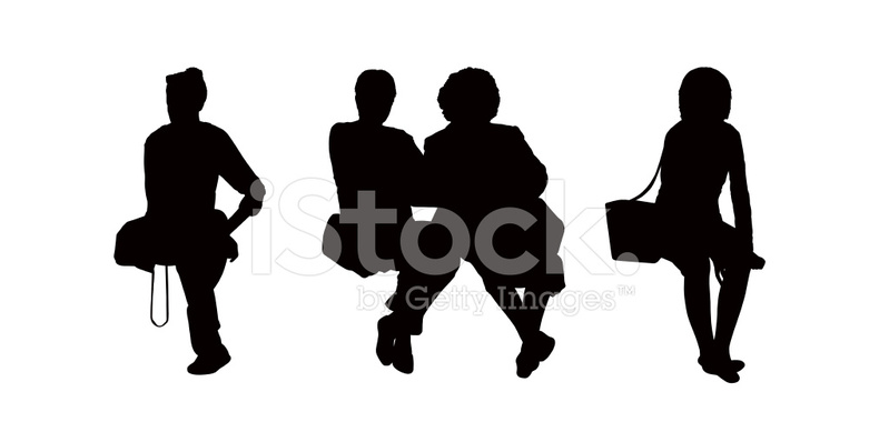 799x380 People Seated Outdoor Silhouettes Set 9 Stock Photos