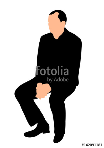 354x500 Silhouette Man Sideways Sitting Vector, Isolated Stock Image