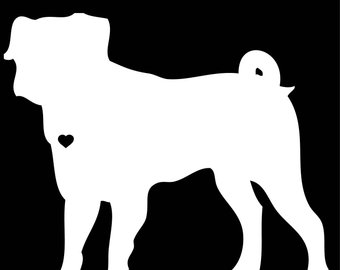 340x270 Pug Silhouette Decal Etsy