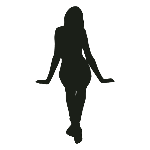 512x512 Woman Sitting Silhouette Front View