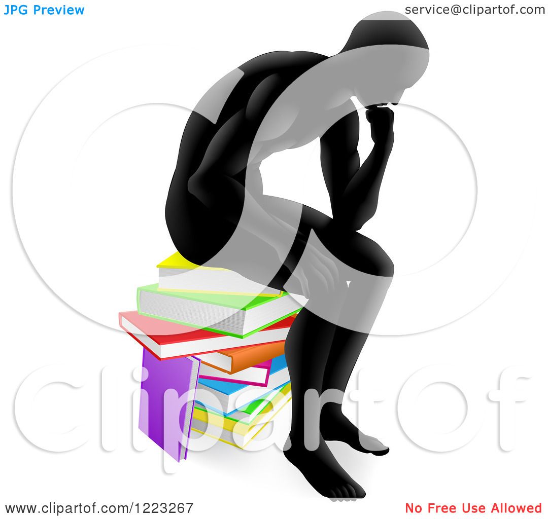 1080x1024 Clipart A Silhouetted Man Sitting And Thinking On A Stack