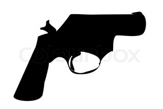 320x215 Gun Doodle On Black Background Stock Vector Colourbox