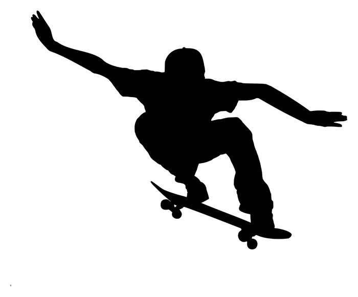 700x581 Silhouette Of A Skateboarder On White Background Sticker Pixers