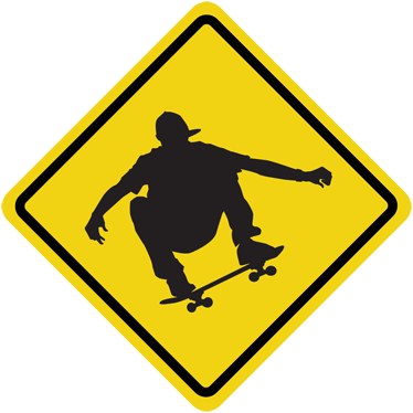374x374 Skater Silhouette Sign Sticker