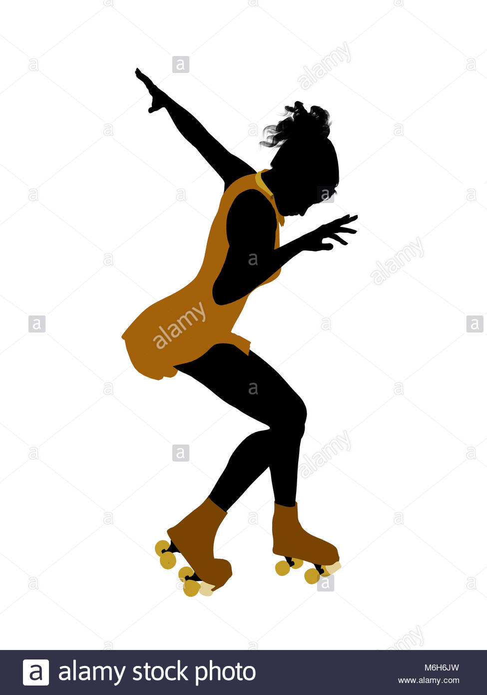 975x1390 Female Roller Skater Illustration Silhouette On A White Background