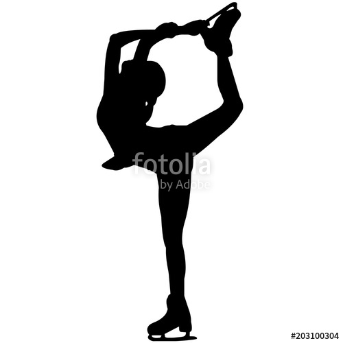 500x500 Woman Ice Skating Silhouette, Female Ice Skater Clipart, Girl