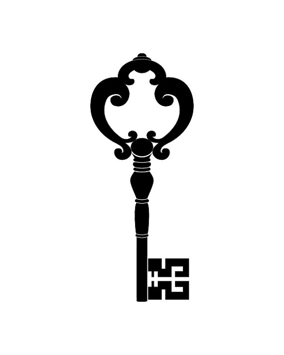 570x713 Skeleton Key Silhouette Digital Print Set Of 3 Black Door