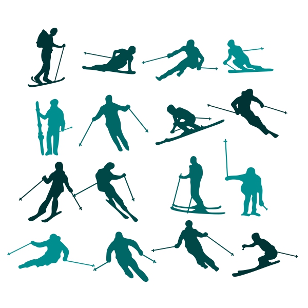 600x600 Skiing Silhouette Cuttable Design