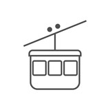 160x160 Cable Car Ski Lift Simple Icon Silhouette On White Background