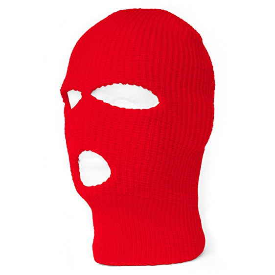 562x562 Face Ski Mask 3 Hole (7 Colors Available) (Red)