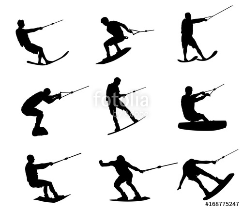 500x432 Water Skiing Vector Silhouette Illustration Isolated On White