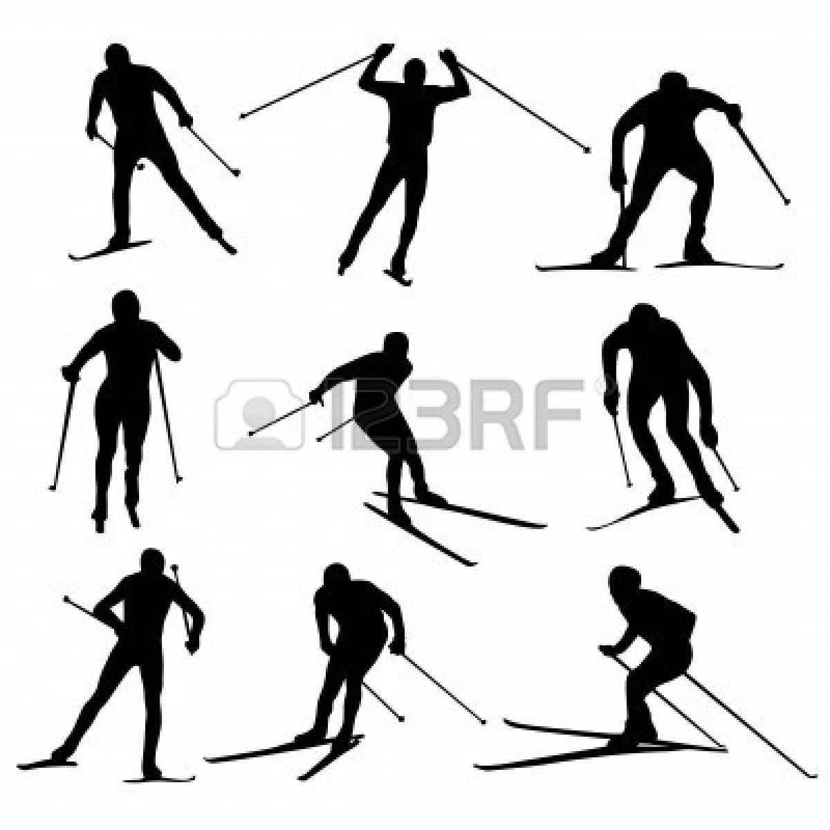 1200x1200 Set Of Nordic Skiing Silhouettes Royalty Free Cliparts, Vectors