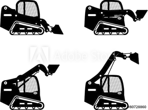 500x372 Skid Steer Loaders. Heavy Construction Machines. Vector