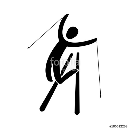 500x500 Silhouette Freestyle Skier Jumping Isolated. Winter Sport Games