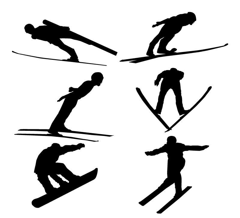 800x725 Ski People Silhouettes Vector [Psd]
