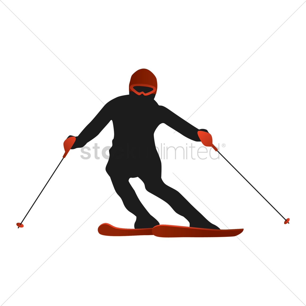 1300x1300 Free Skier Silhouette Vector Image