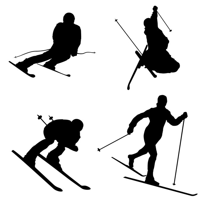 700x700 Silhouette Set Of Different Winter Sports Skiing Part 2 Wall Mural