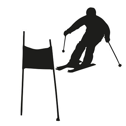 416x416 Skier Silhouette, Skiing Premium Clipart